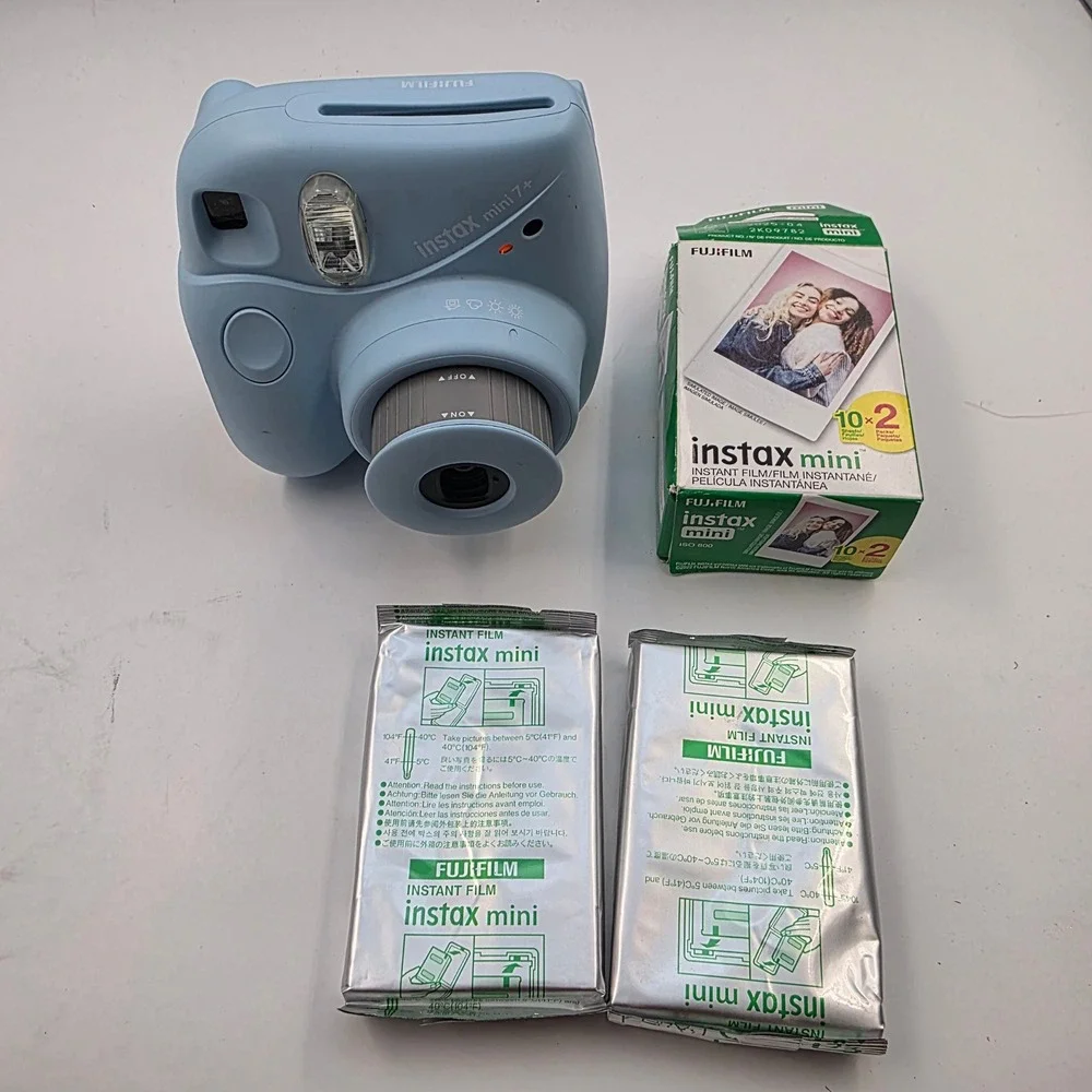 Fujifilm Instax Mini 7+ Instant Film Camera Light Blue with 20 Exposures Film A1